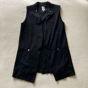 Anne Klein Black Ponte Longline Structured Vest